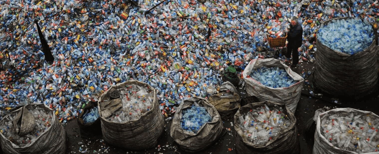 Plastic bottle landfill.
