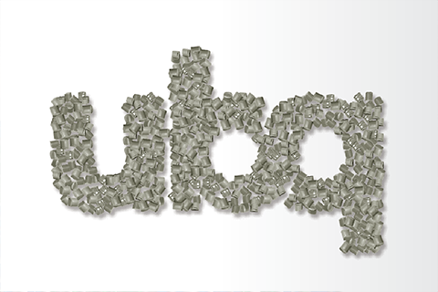 UBQ logo made of recycled materials.