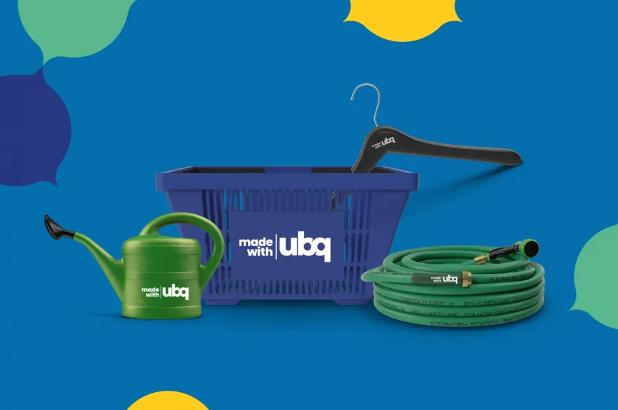 Hose, water container, shopping basket and hanger made using UBQ additives.
