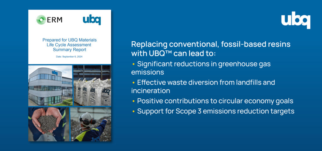UBQ life cycle assessment report highlighting emissions reduction and waste diversion benefits