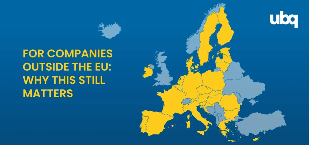 Map of Europe highlighting EU countries under the European Green Deal and its relevance for companies outside the EU